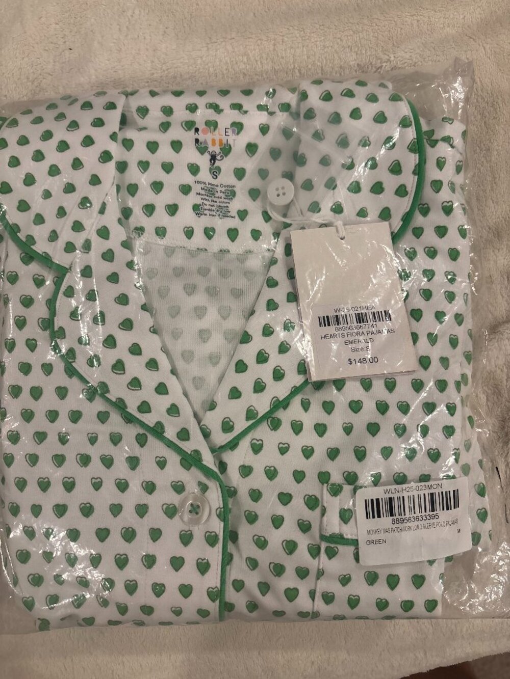 Roller Rabbit Fiora Green Heart Pajamas